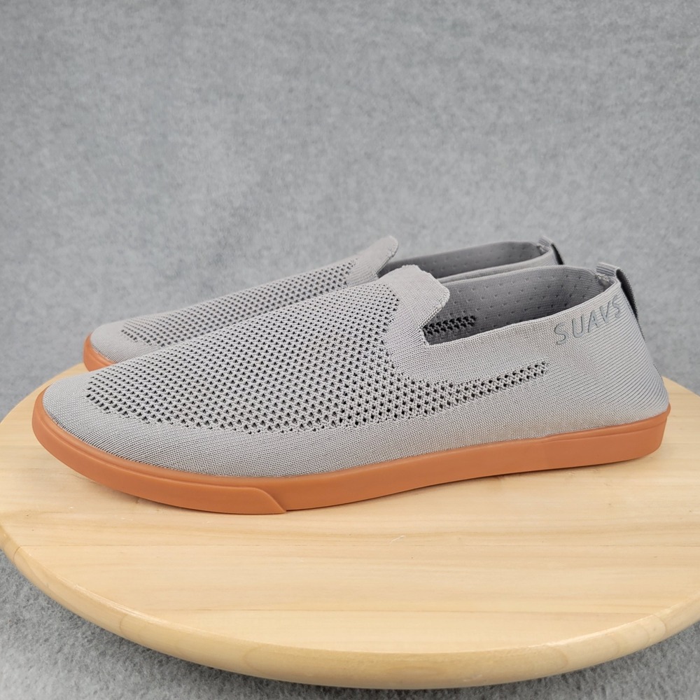 SUAVS Barton Slip On Sneaker Mens 12 Grey Recycled Knit Gum Sole Low Top
